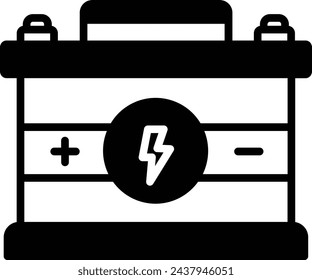 Car Battery glyph and line vector illustration