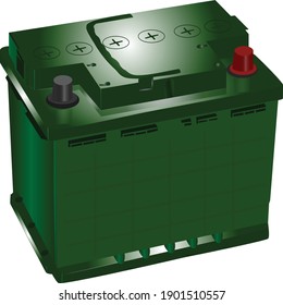  car battery green color used in automotive purpose for starting | vector illustration