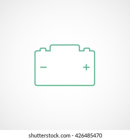 Car Battery Green Flat Icon On White Background