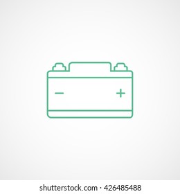 Car Battery Green Flat Icon On White Background