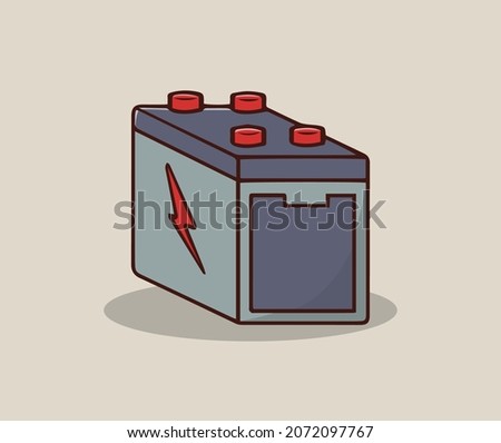 car battery hand drawing illustration