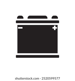 Autobatterie-Symbol, Autobatterie-Symbol, einfaches Design im Silhouettenstil, Vektorgrafik einzeln auf weißem Hintergrund. 