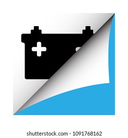 car battery icon and with Bent Corner,  vector illustration