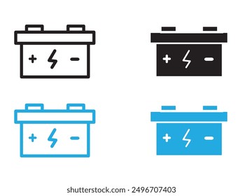 Car battery icon black and white vector outline sign