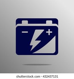 car battery icon blue on a gray background