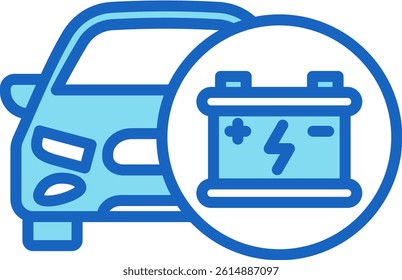Car Battery Icon Blue Vector Illustration