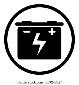 Car battery icon in circle on white background