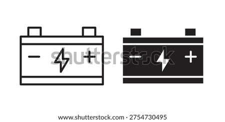 Car Battery icon design silhouette and line art style on white background