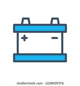 Car battery icon design template, vector icon designed in filled color style on white background, can be used for web and various needs of your project