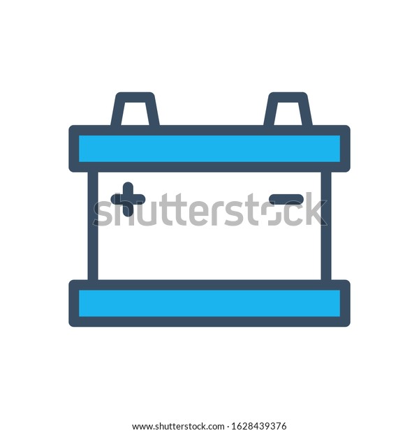 Car battery icon design template, vector\
icon designed in filled color style on white background, can be\
used for web and various needs of your\
project