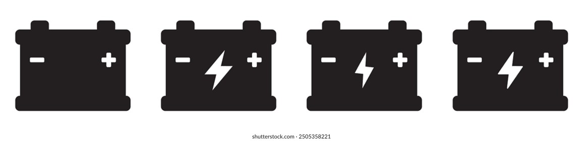 Car battery icon. Energy power accumulator. Auto battery symbols. Vector illustration.