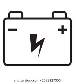 Car battery icon. Energy power accumulator. Automotive charge sign. Auto battery symbols isolated on white background. Vector illustration.