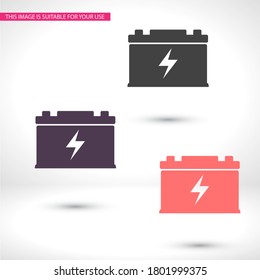 Autobatterie-Symbol. Batterie für den Wagen. EPS10 Vektor-Flachdesign. Die Arbeit wird für Ihre Zwecke und Zwecke gemacht.