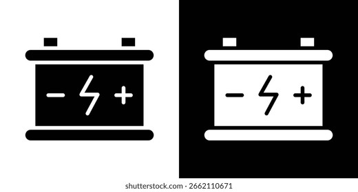 Autobatterie-Symbol in flach schwarz massiv Vektorsatz