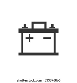 Car battery icon flat. Illustration isolated on white background. Vector grey sign symbol