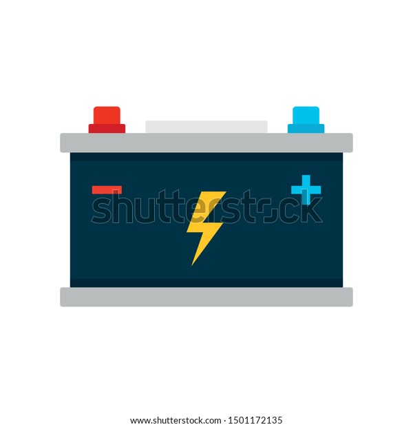 Car battery icon. Flat illustration of car battery\
vector icon for web design