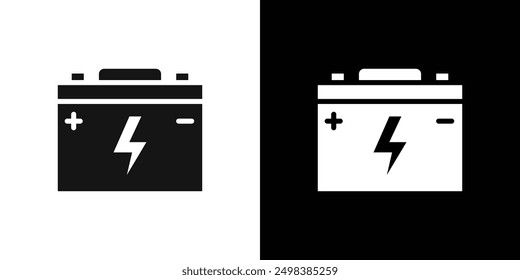 Car battery icon flat line symbol set.