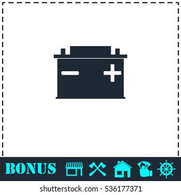 Car Battery icon flat. Simple vector symbol and bonus icon