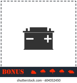 Car Battery icon flat. Simple vector symbol and bonus icon
