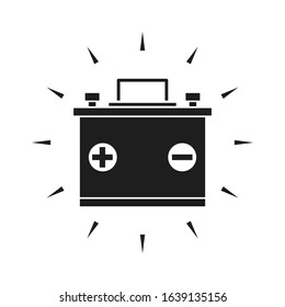 Car battery icon. Flat style illustration. Isolated on white background. 