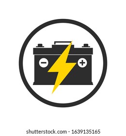 Car battery icon. Flat style illustration. Isolated on white background. 