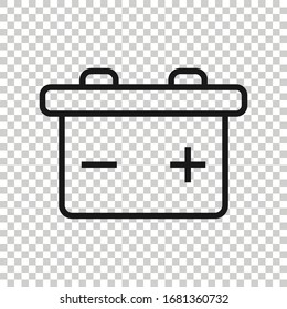 Car battery icon in flat style. Auto accumulator vector illustration on white isolated background. Energy power business concept.