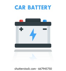 car battery icon in flat style over white