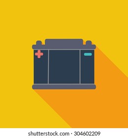 Car battery icon. Flat vector related icon with long shadow for web and mobile applications. It can be used as - logo, pictogram, icon, infographic element. Vector Illustration. 