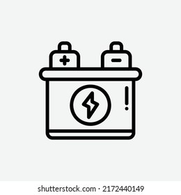  car battery icon, isolated engineering outline icon in light grey background, perfect for website, blog, logo, graphic design, social media, UI, mobile app