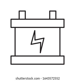 Car Battery icon isolated on white background. Accumulator battery energy power and electricity accumulator battery. Battery accumulator car auto parts electrical supply power. Vector illustration