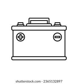 car battery icon isolated on white background, black and white accumulator battery energy 