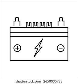 Car Battery Icon isolated on white background. Battery energy and battery electricity.