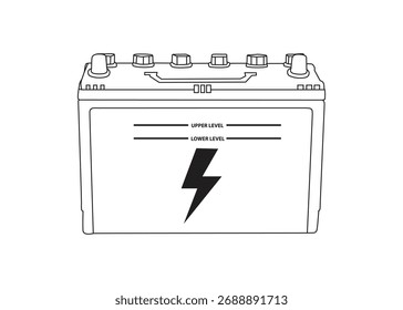 Car battery icon isolated on white background.
Hand-drawn sketch of a car battery, Battery icon vector illustration for website design.