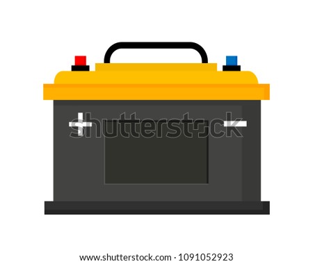 Car battery icon isolated on white background. Vector illustration in flat style. EPS10.