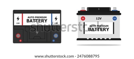 Car Battery icon isolated on white background. Accumulator battery energy power and electricity accumulator battery. top view auto parts electrical supply power in flat style vector