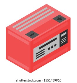 Car battery icon. Isometric of car battery vector icon for web design isolated on white background