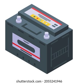 Autobatterie-Symbol Isometrisch aus Autobatterie, Vektorsymbol für Webdesign einzeln auf weißem Hintergrund
