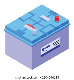 Autobatterie-Symbol Isometrisch aus Autobatterie, Vektorsymbol für Webdesign einzeln auf weißem Hintergrund
