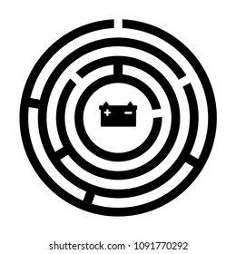 car battery icon and labyrinth vector illustration