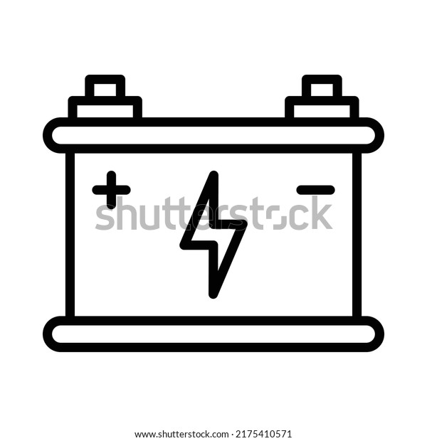Car Battery Icon. Line Art Style Design\
Isolated On White\
Background