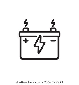 Car battery icon with line style on a white background