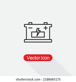 Car Battery Icon, Linear Industrial Battery Logo Vector Illustration Eps10