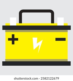 Car battery icon on white background. Automobile accumulator. Charging symbol. Electric vehicle batteries sign. Auto electrical power supply.  Simple flat design. Vector illustration.