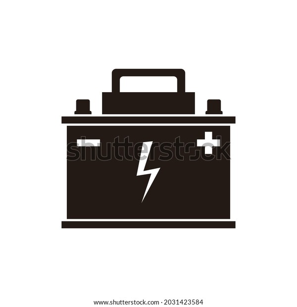Car battery icon on a white background. Flat\
style vector illustration