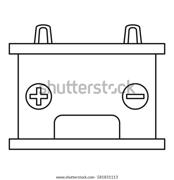 Car battery icon. Outline illustration of car battery\
vector icon for web