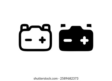 Car Battery Icon in Outline and Solid Style Vector