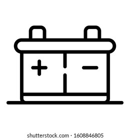 Car battery icon. Outline car battery vector icon for web design isolated on white background