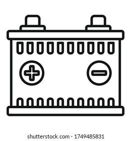 Car battery icon. Outline car battery vector icon for web design isolated on white background