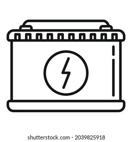 Vector de contorno de icono de la batería del automóvil. Cargo total. Poder recargable