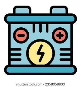 Car battery icon outline vector. Ecology energy. Power fuel color flat